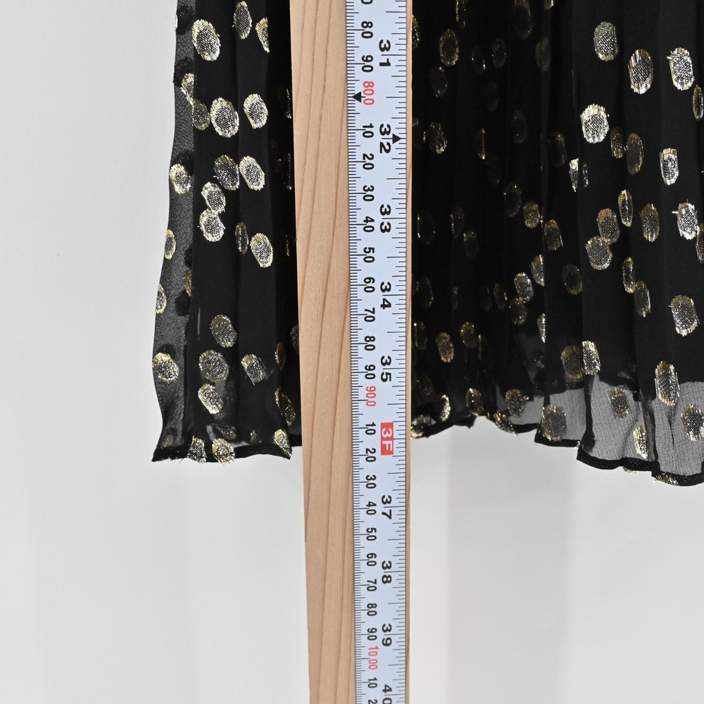 A LOVES A Metallic Dress Size S Black Gold Dot Silk Blend VNeck Accordion NEW - Picture 5 of 14